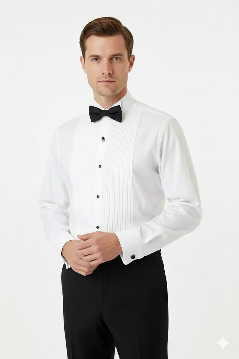 "David" White Wingtip Tuxedo Shirt