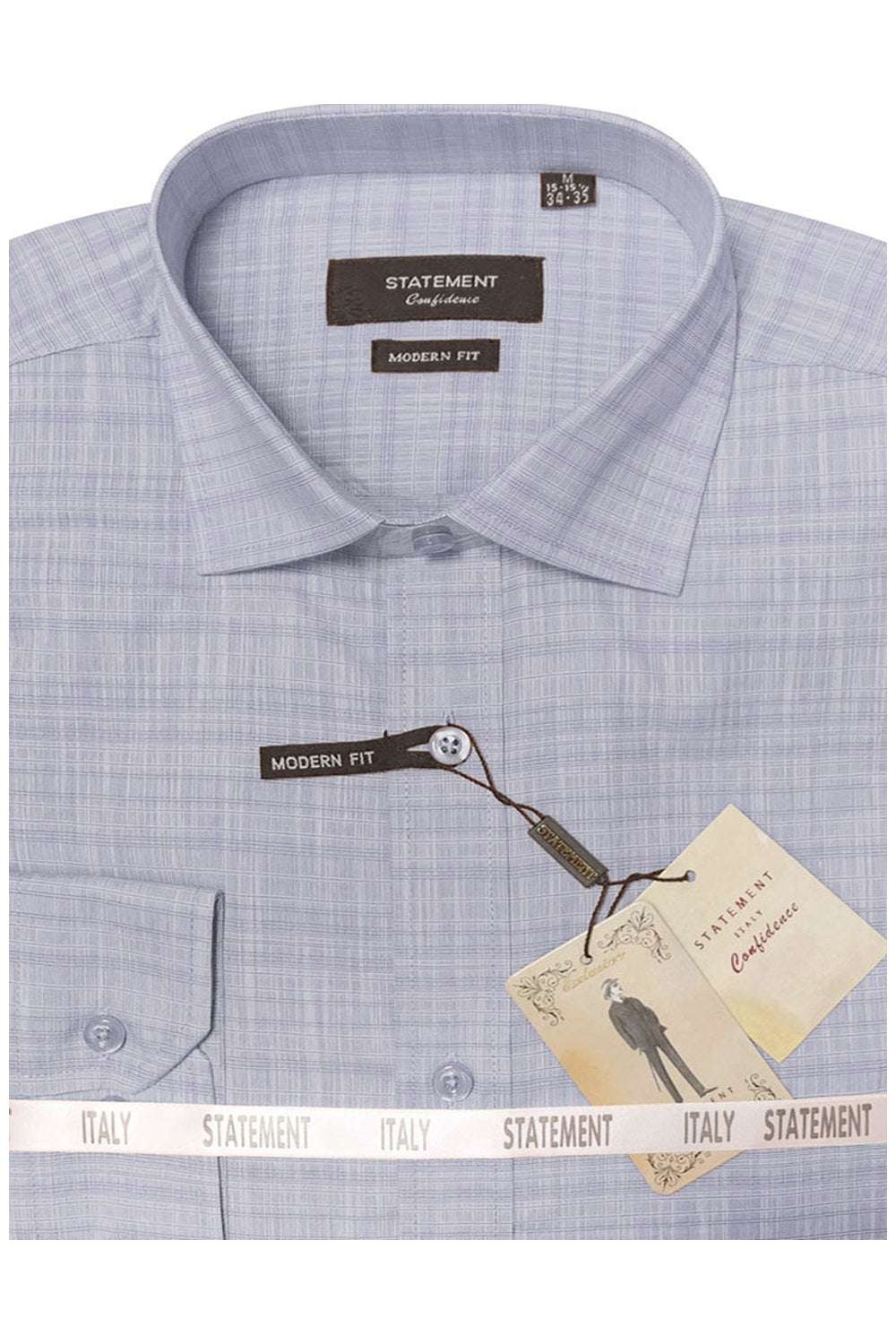 "Canyon" Blue Textured Laydown Collar Dress Shirt