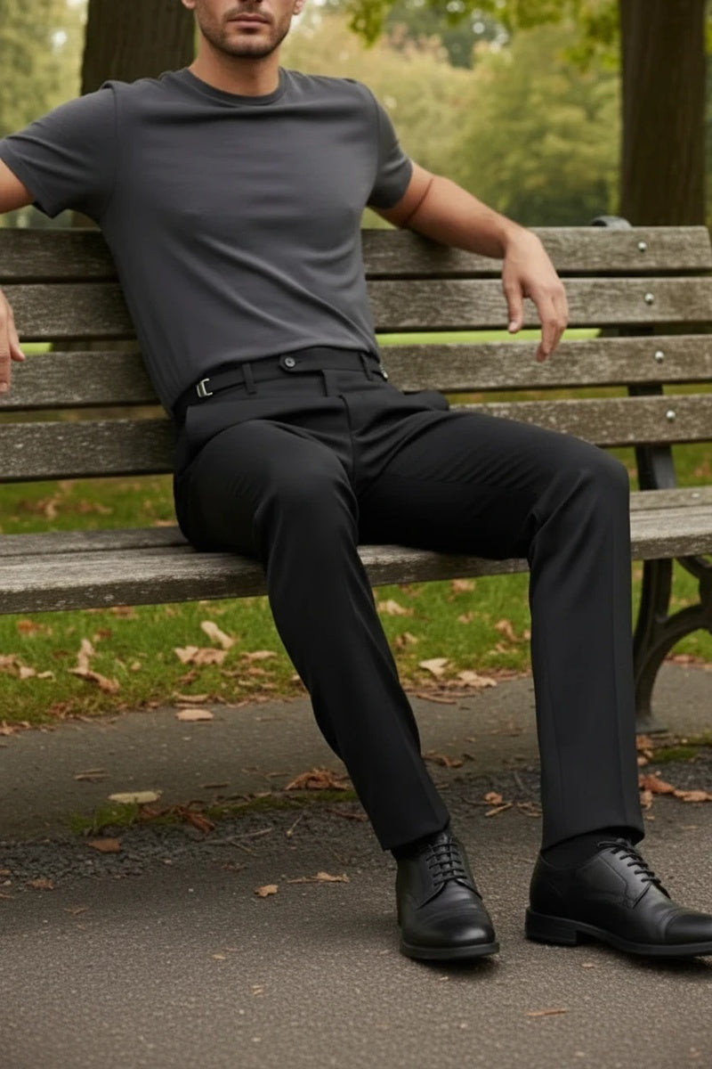 "Ethan" Black Super 150's Luxury Viscose Blend Suit Pants