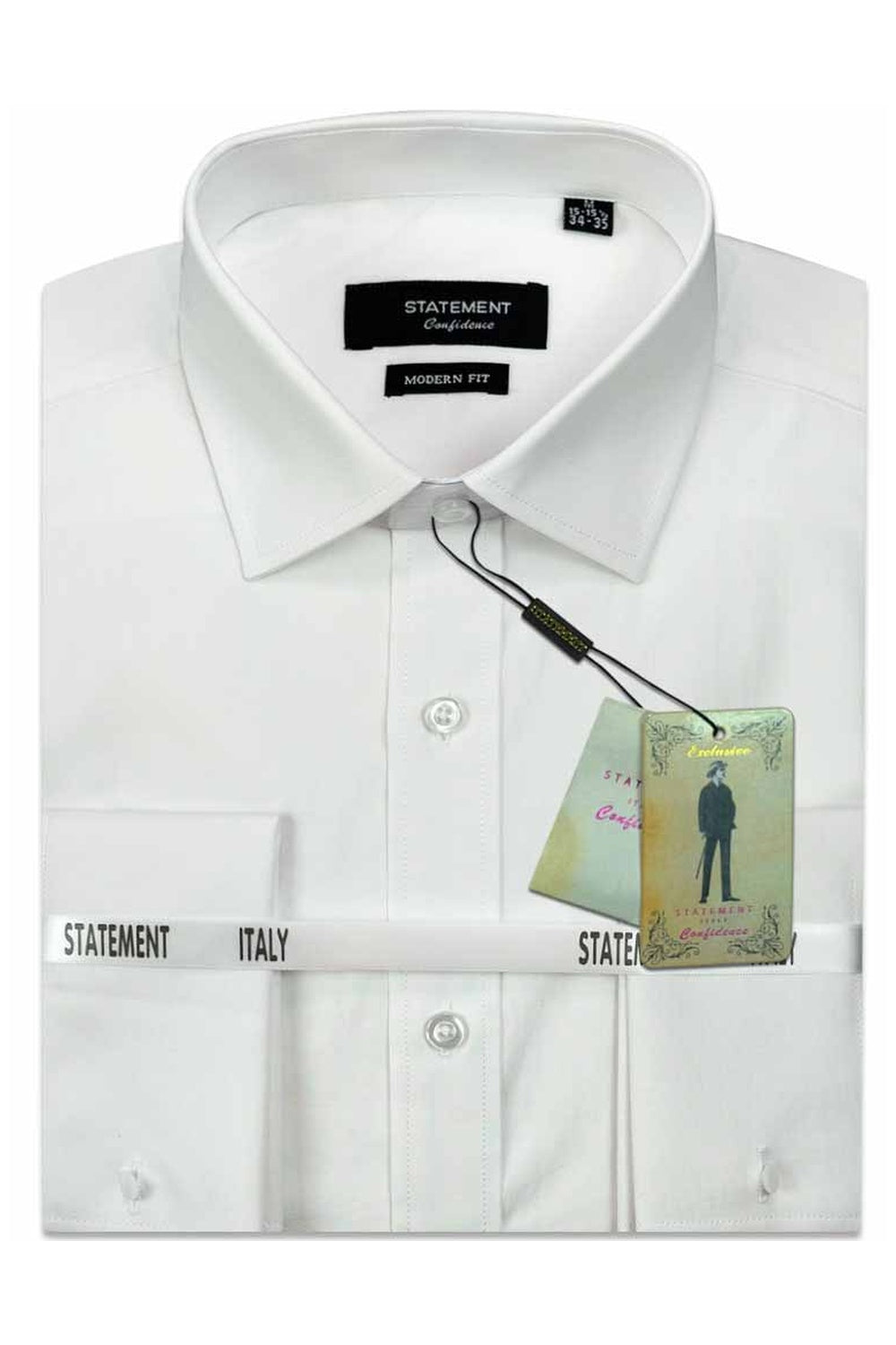 "Crest" White Laydown Collar Dress Shirt