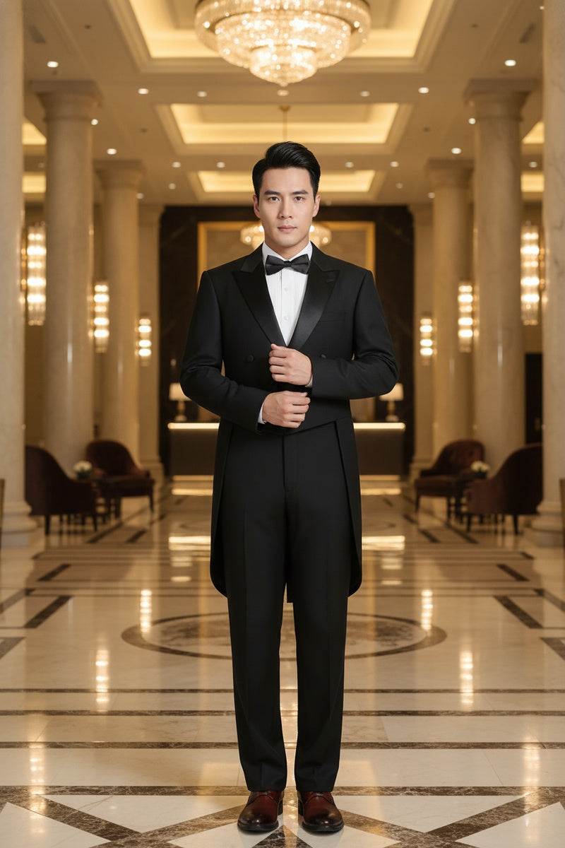 "Gabriel" Black Tailcoat Tuxedo (2-Piece Set)