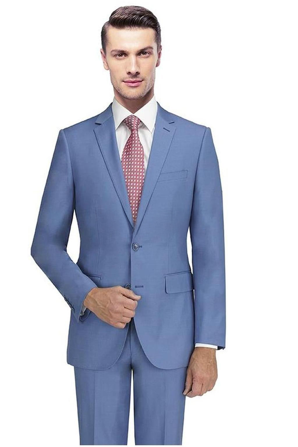 Mantoni Solid Sky Blue Suit (2-Piece Set)