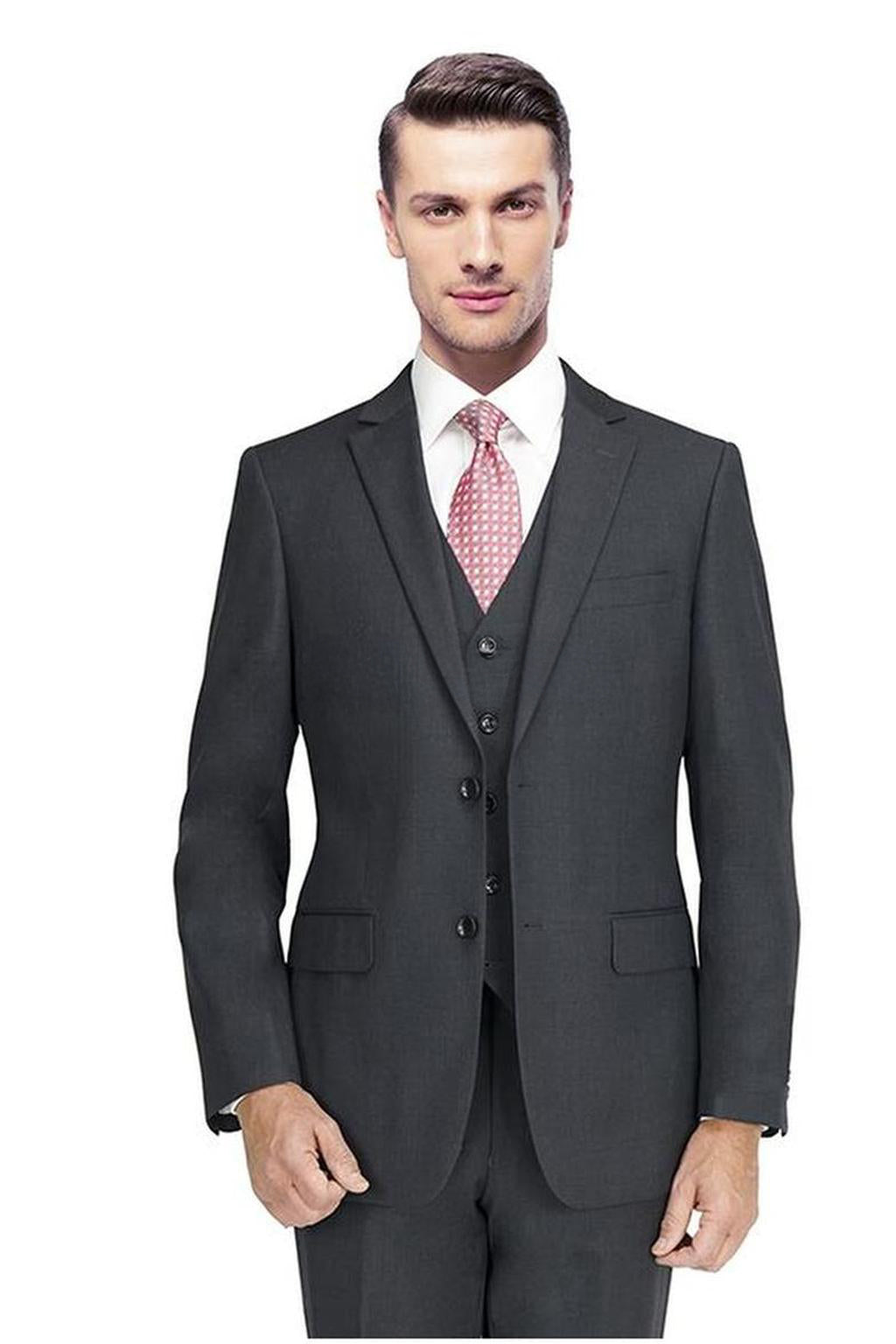 Mantoni Solid Charcoal Suit (2-Piece Set)