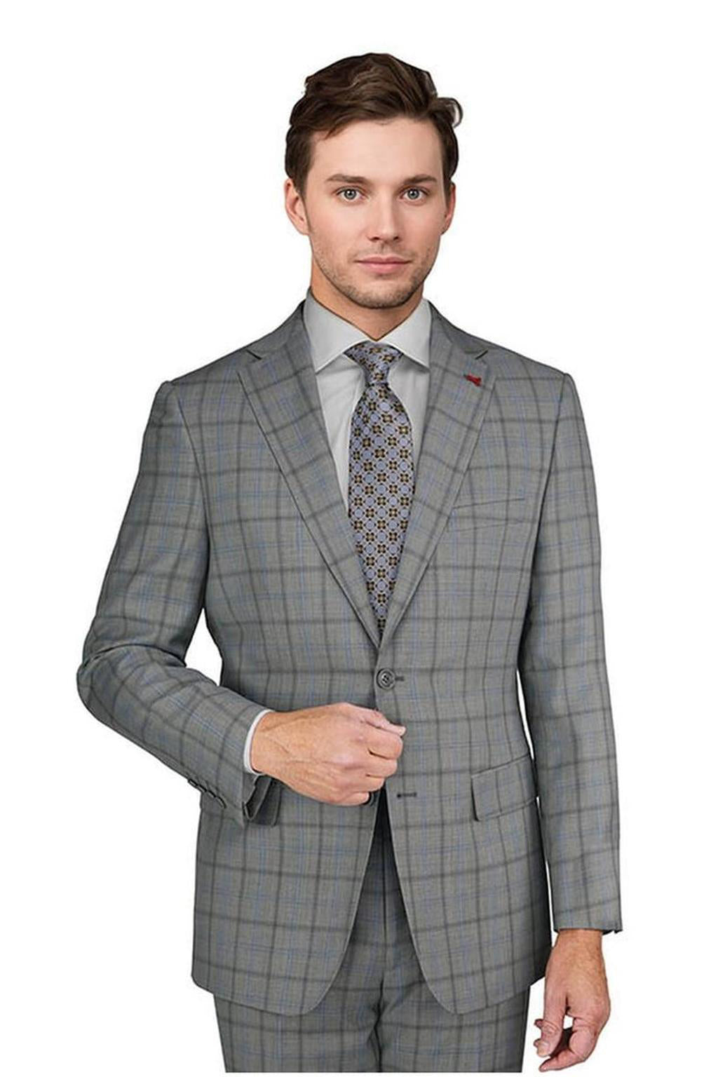 Mantoni Light Grey Windowpane Suit (2-Piece Set)