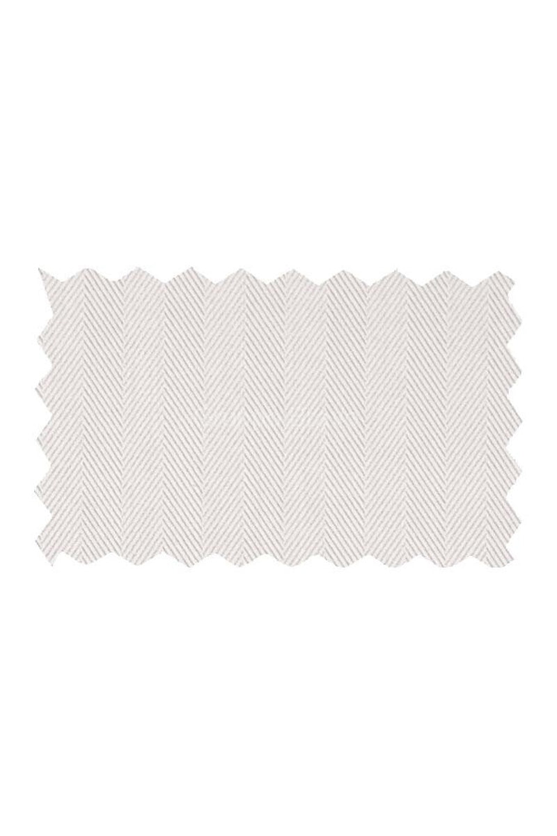 "Santiago" White Herringbone Laydown Dress Shirt