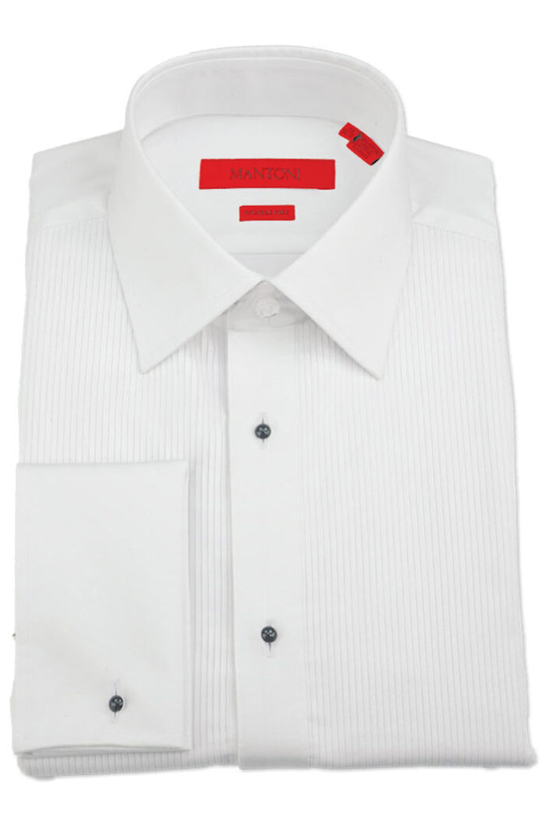 "Avalon" White Laydown Tuxedo Shirt
