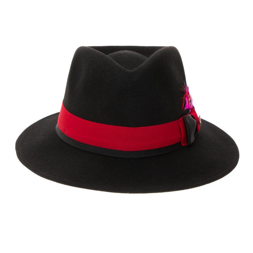 Grayson Fedora Crushable 100 % Australian Wool Traveler Two Tone Black and Red Bottom Hat - Ferrecci USA 