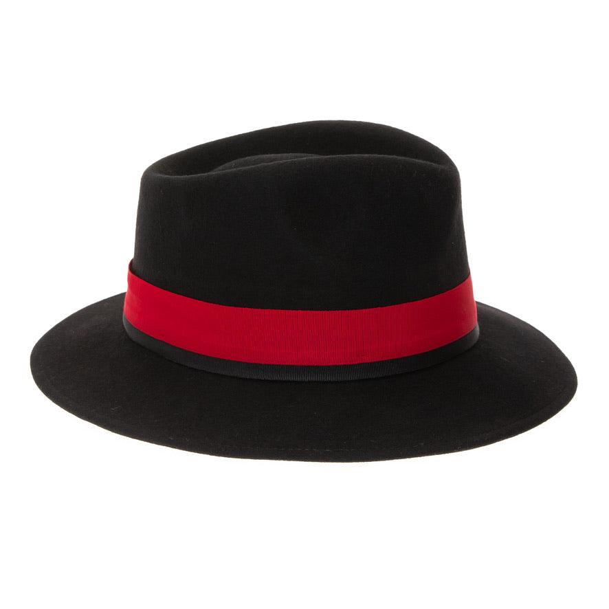 Grayson Fedora Crushable 100 % Australian Wool Traveler Two Tone Black and Red Bottom Hat - Ferrecci USA 