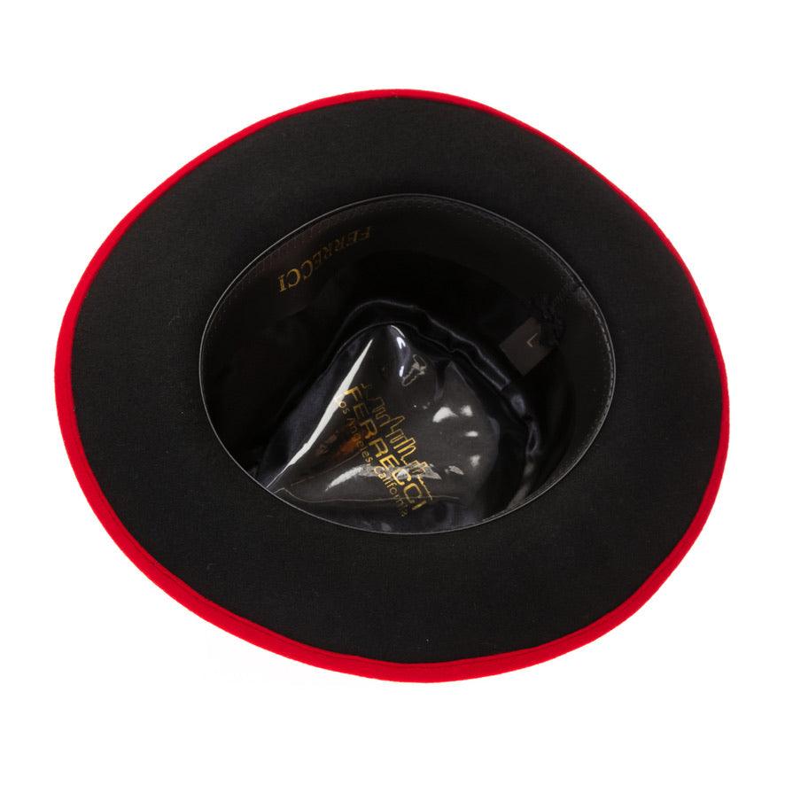 Grayson Fedora Crushable 100 % Australian Wool Traveler Two Tone Red And Black Bottom Hat - Ferrecci USA 