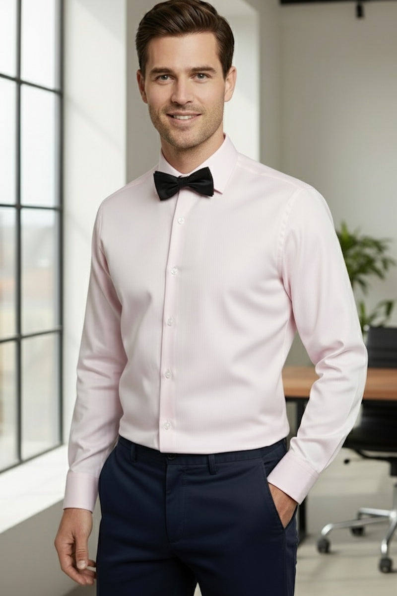 "Jamison" Pink Twill Spread Collar Dress Shirt