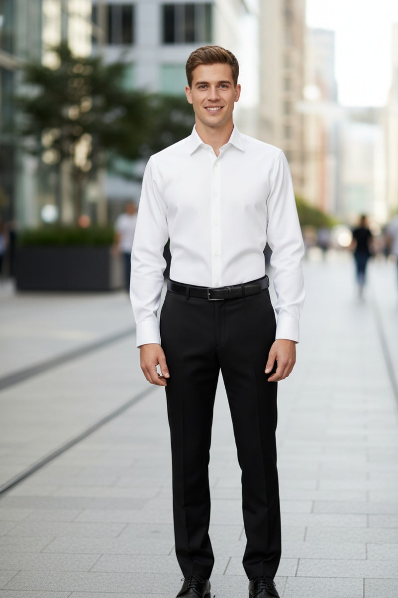 "Jamison" White Twill Spread Collar Dress Shirt