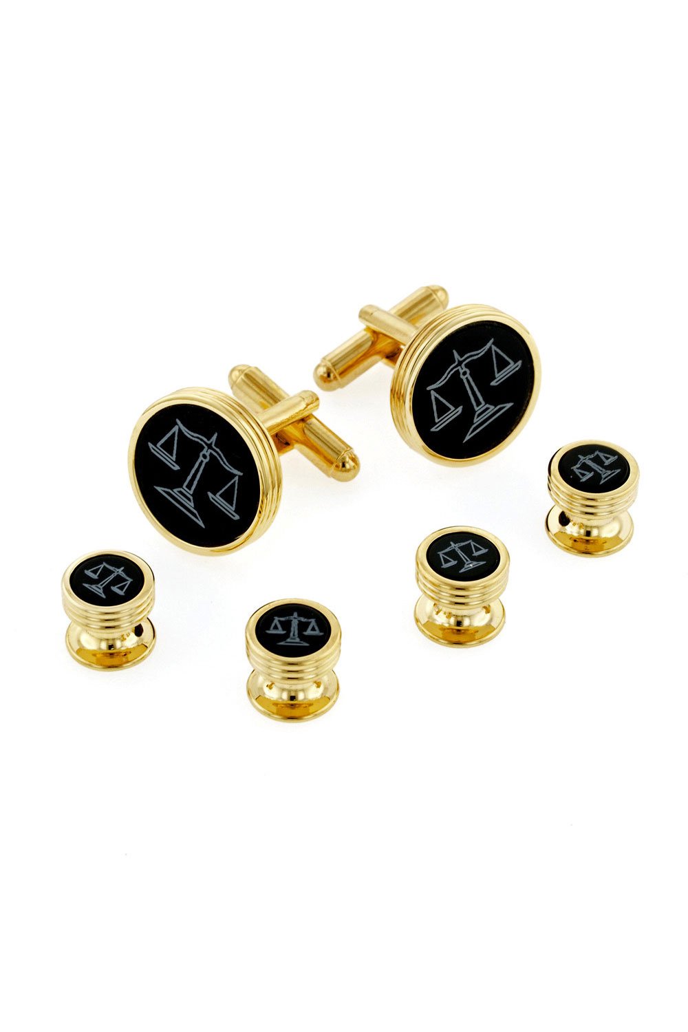 JJ Weston Lawyer Onyx Gold Studs and Cufflinks Set