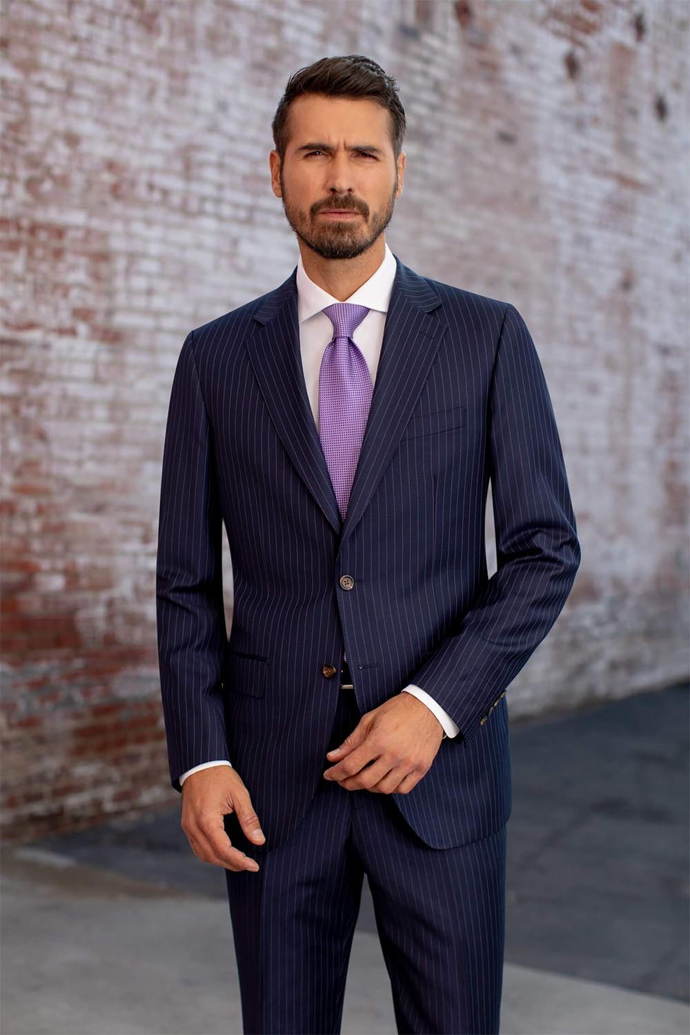 MaxDavoli Blue Striped Suit (2-Piece Set)