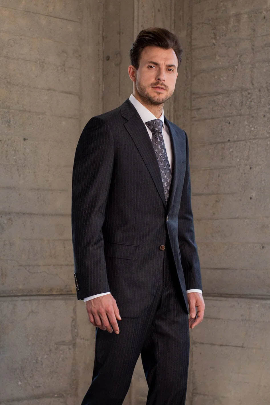 MaxDavoli Charcoal Striped Suit (2-Piece Set)
