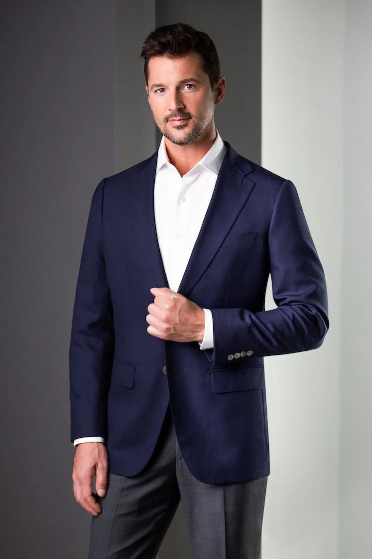 MaxDavoli Dark Blue Blazer With Mother Of Pearl Buttons