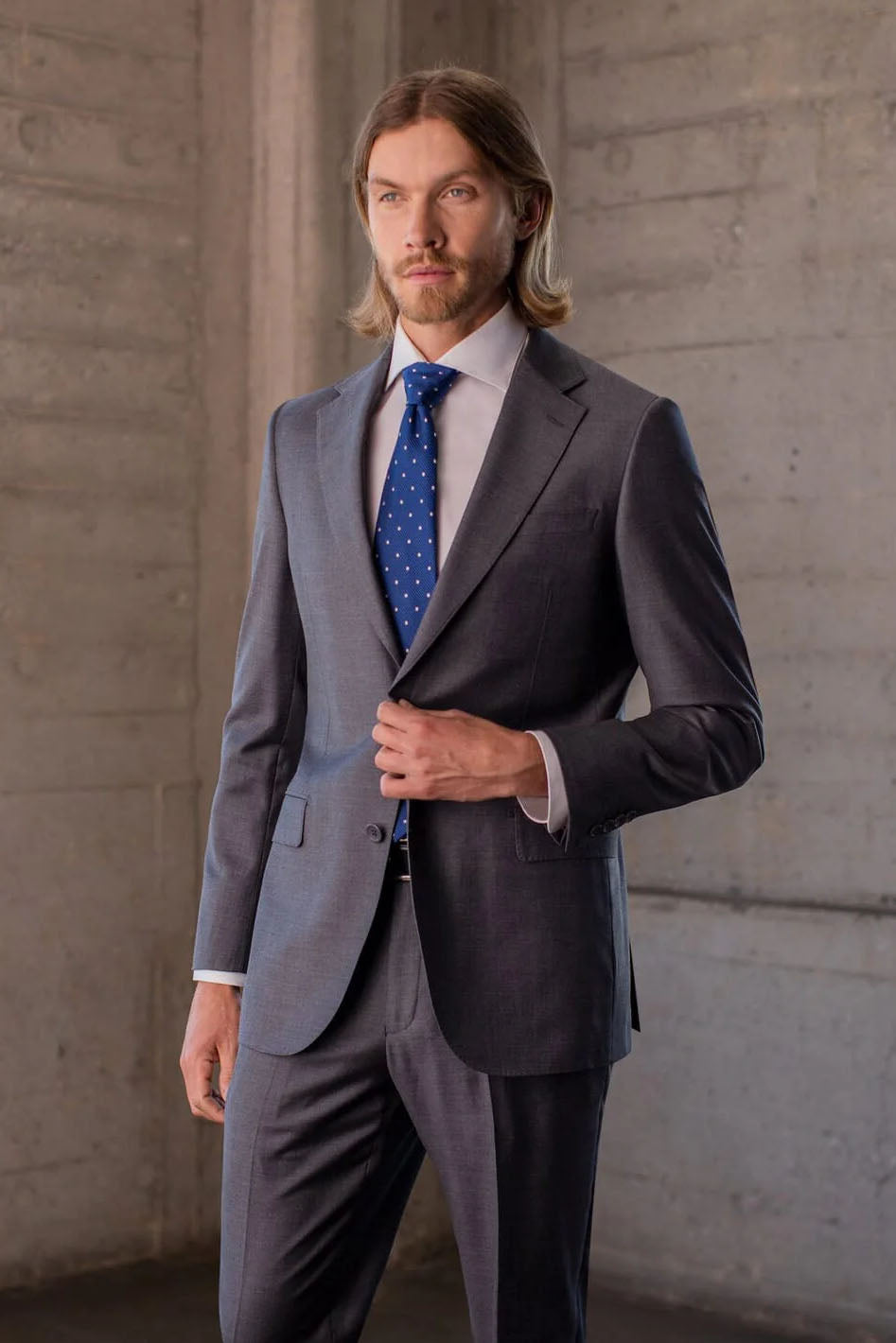MaxDavoli Grey Solid Suit (2-Piece Set)