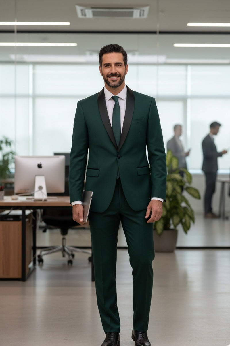 "Paris" Green 1-Button Shawl Tuxedo (2-Piece Set)