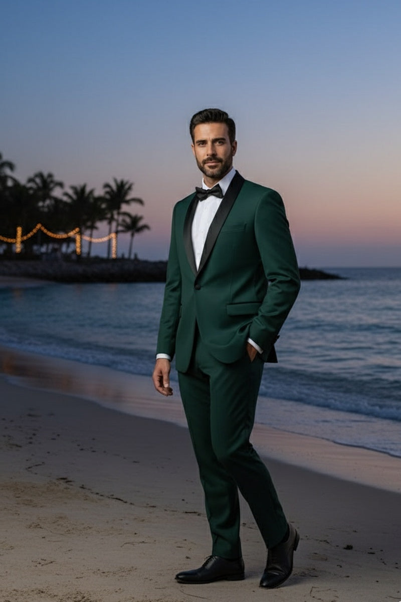 "Paris" Green 1-Button Shawl Tuxedo (2-Piece Set)