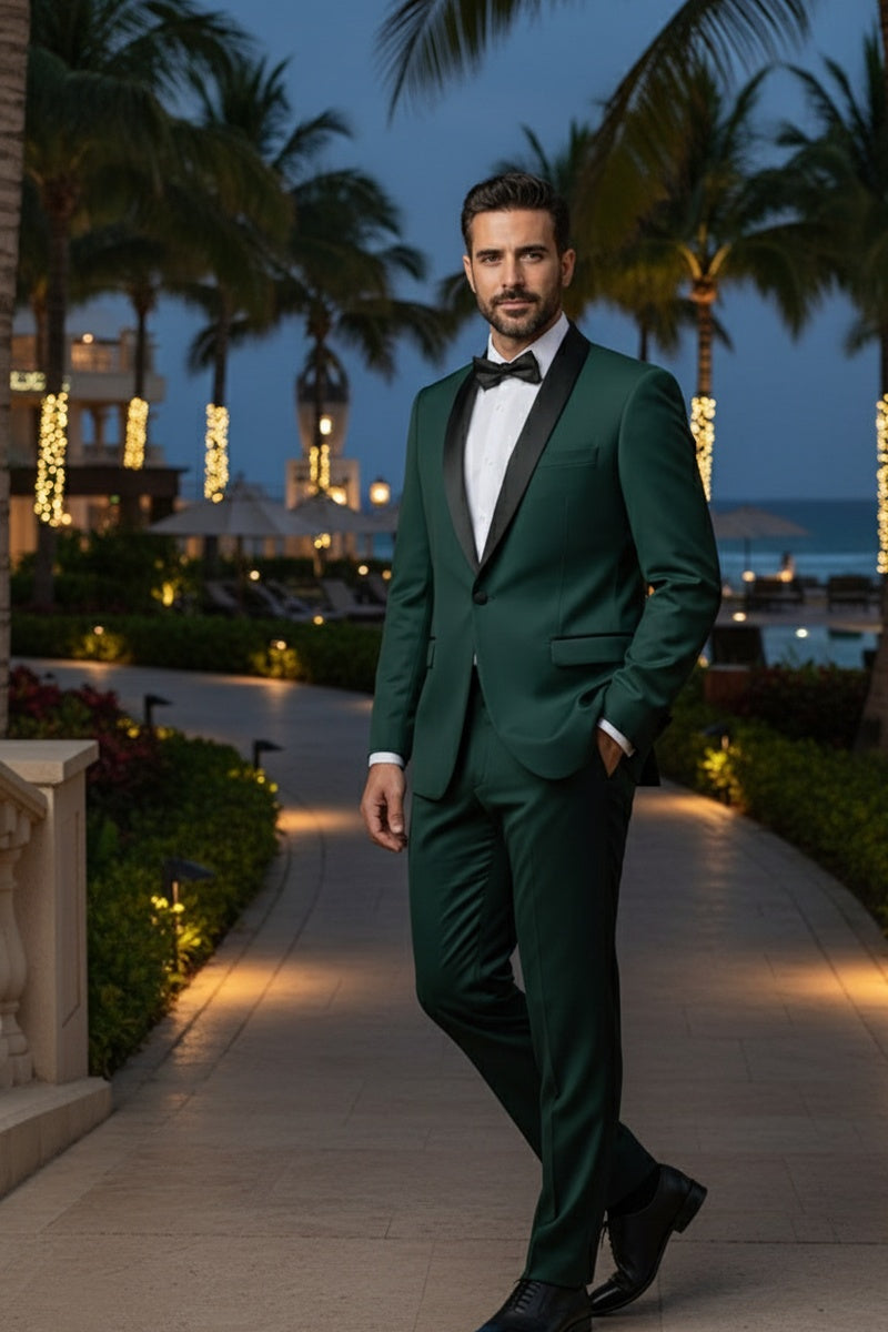 "Paris" Green 1-Button Shawl Tuxedo (2-Piece Set)