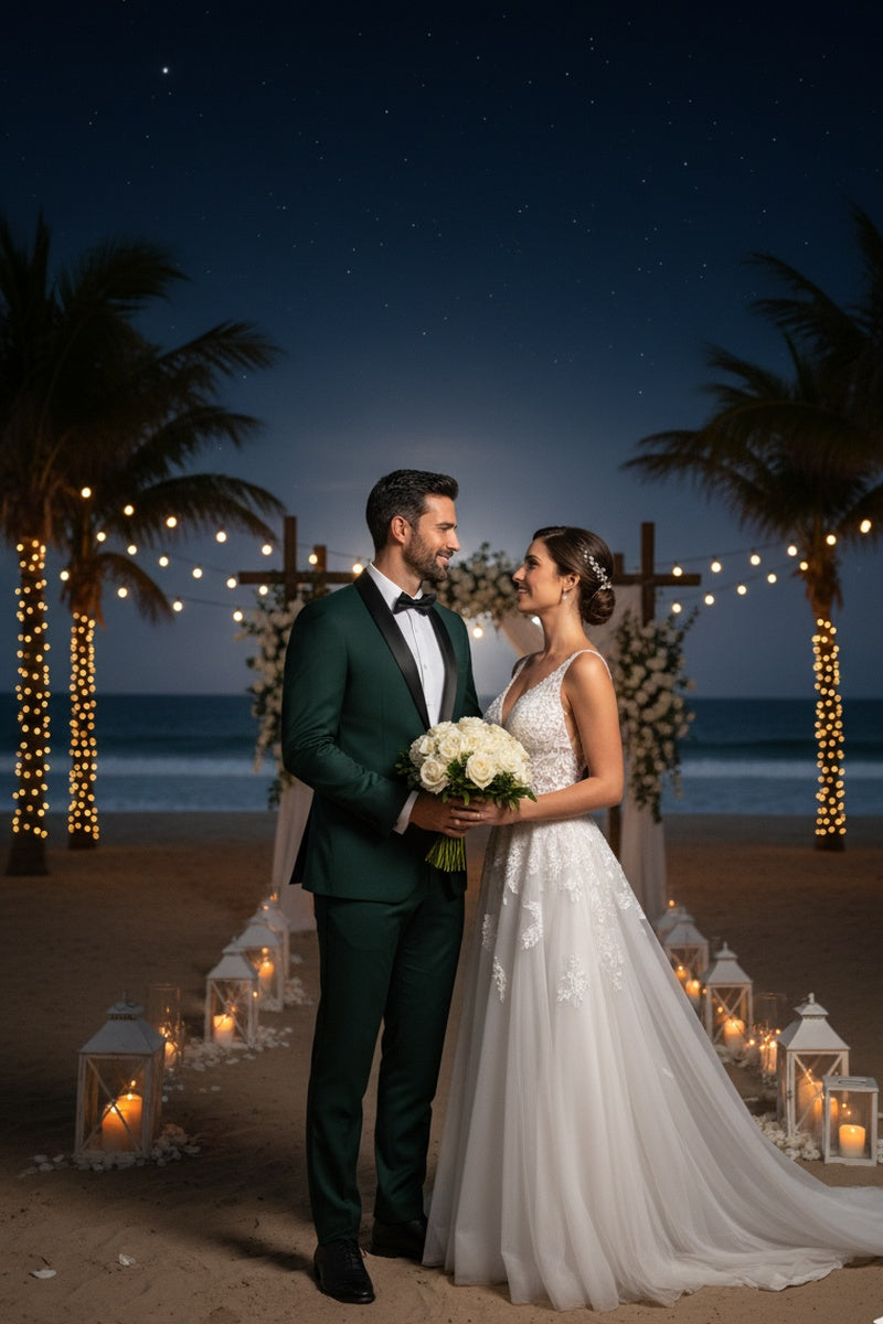 "Paris" Green 1-Button Shawl Tuxedo (2-Piece Set)