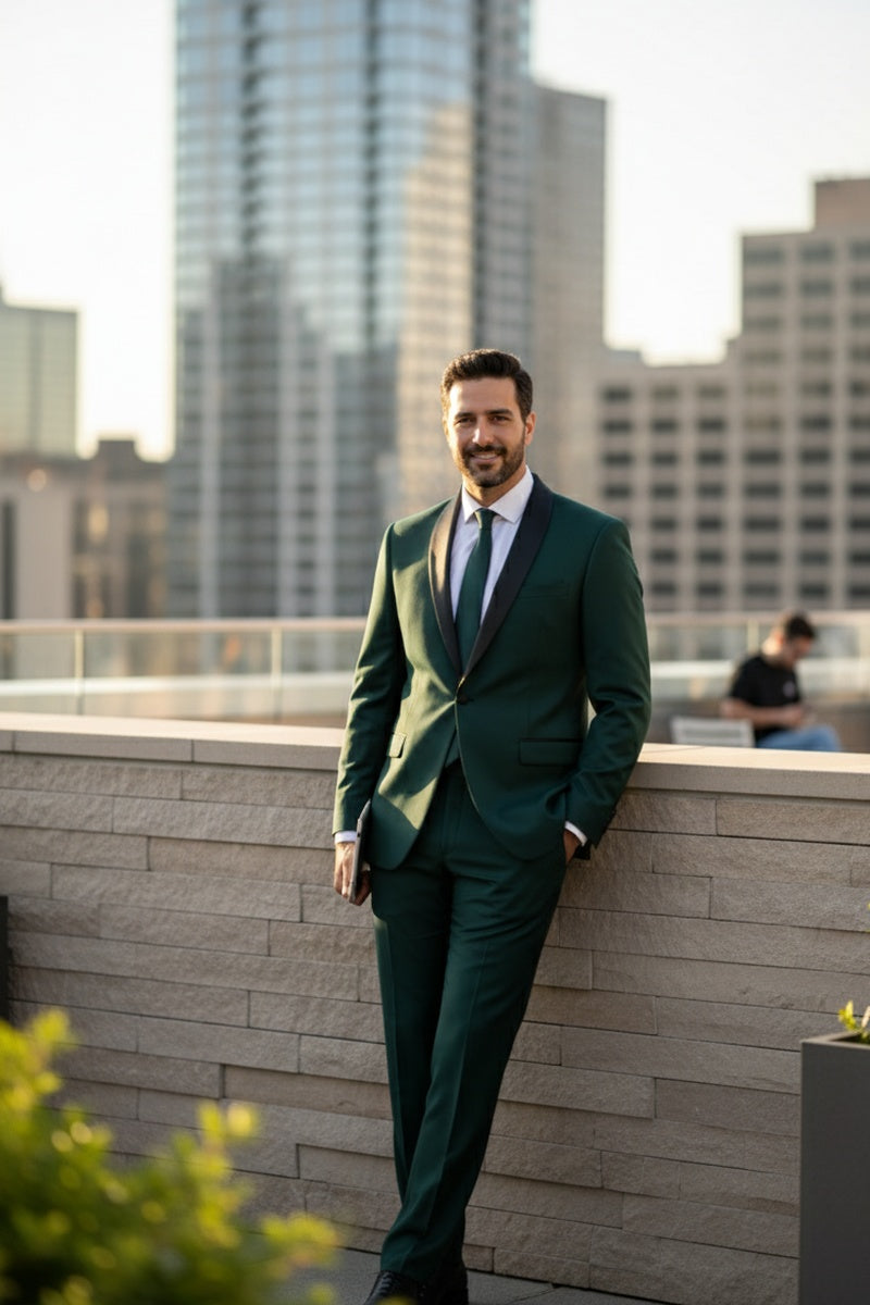 "Paris" Green 1-Button Shawl Tuxedo (2-Piece Set)