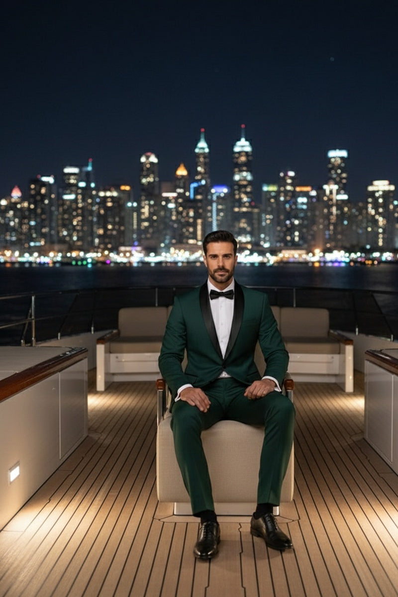 "Paris" Green 1-Button Shawl Tuxedo (2-Piece Set)