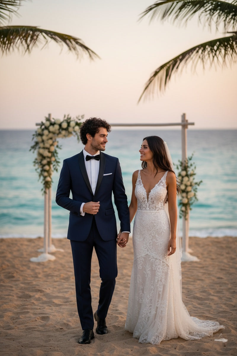 "Paris" Navy 1-Button Shawl Tuxedo (2-Piece Set)