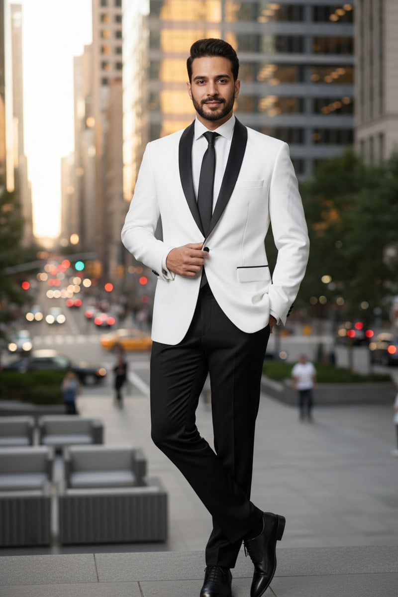 "Paris" Off-White 1-Button Shawl Tuxedo (2-Piece Set)