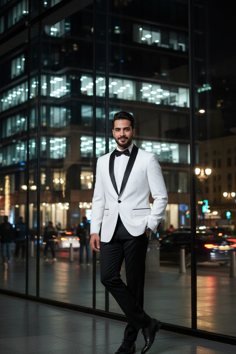 "Paris" Off-White 1-Button Shawl Tuxedo (2-Piece Set)