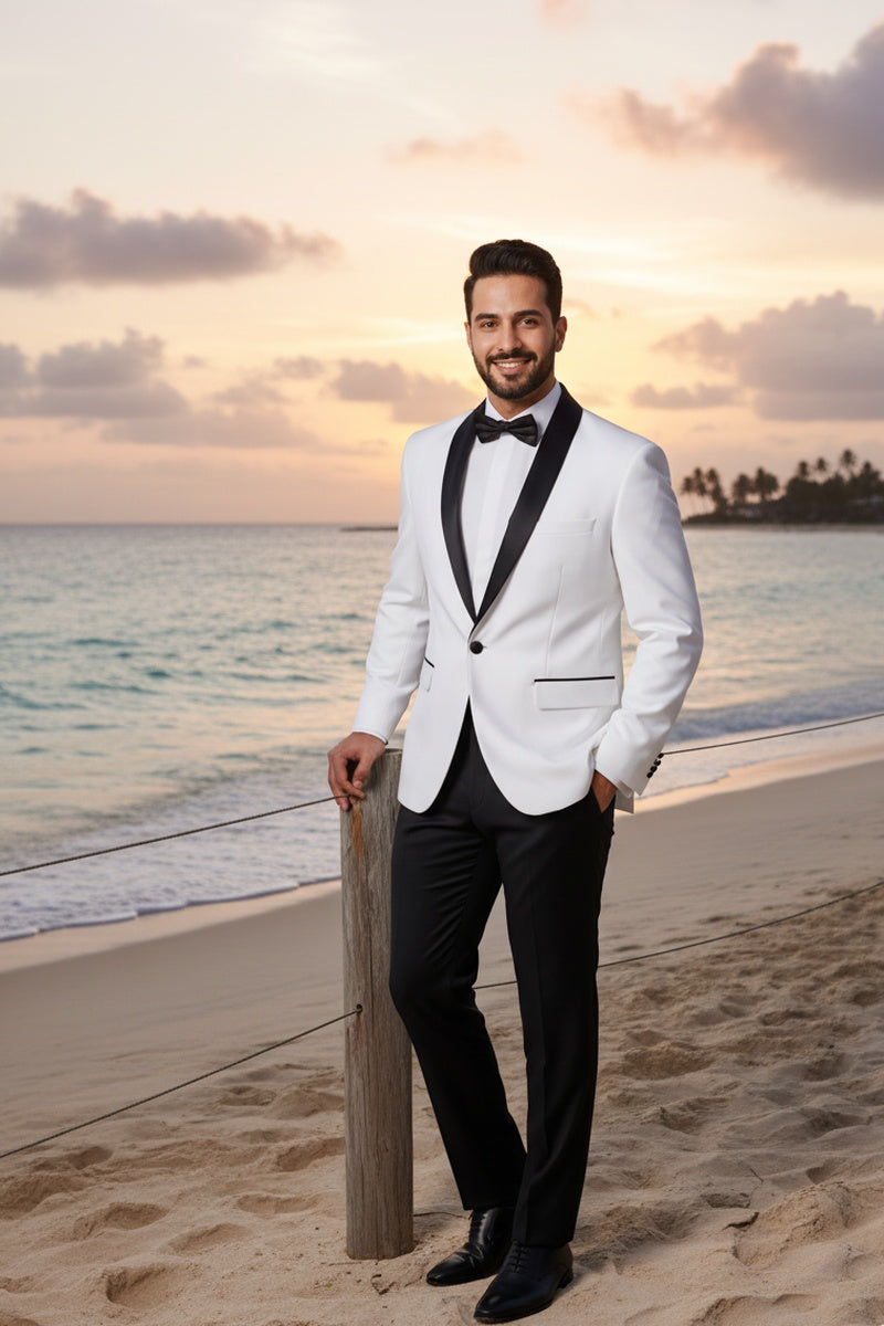 "Paris" Off-White 1-Button Shawl Tuxedo (2-Piece Set)
