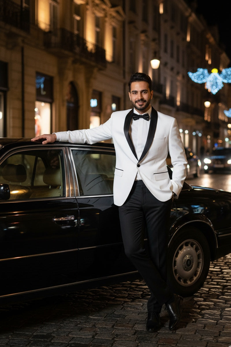 "Paris" Off-White 1-Button Shawl Tuxedo (2-Piece Set)