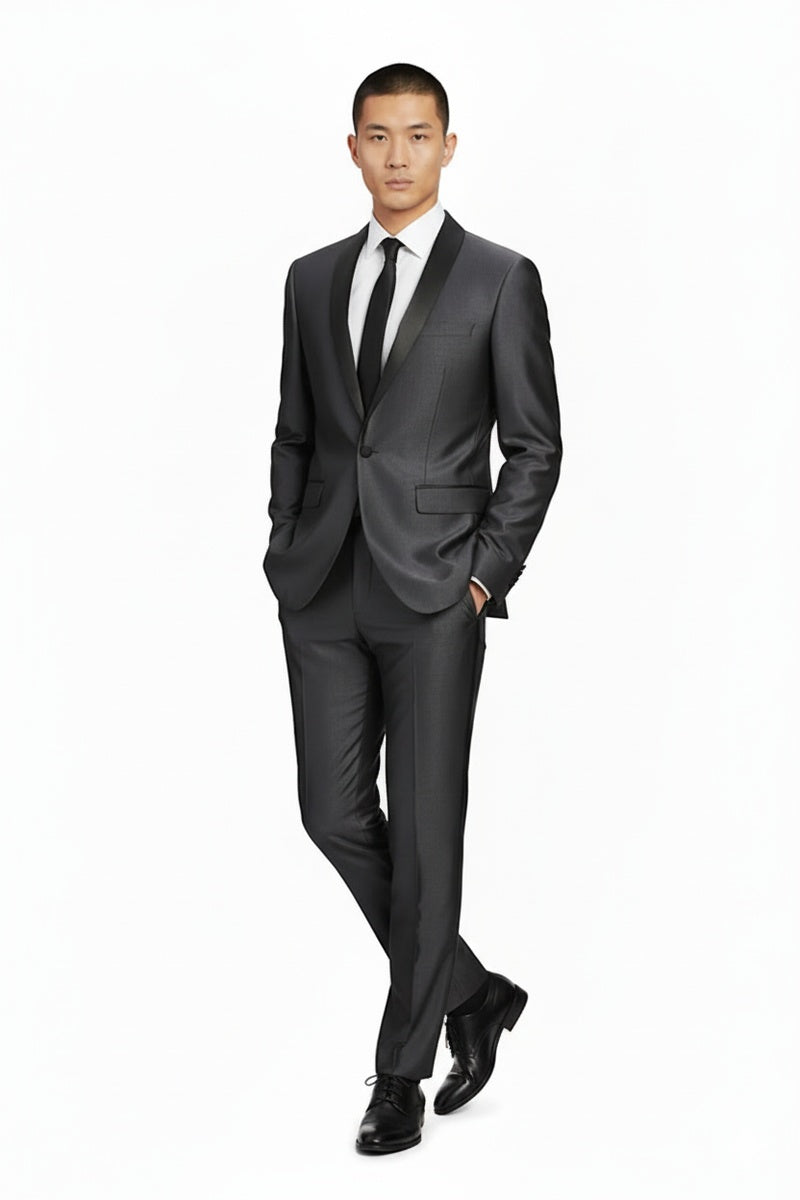 "Paris" Sharkskin 1-Button Shawl Tuxedo (2-Piece Set)