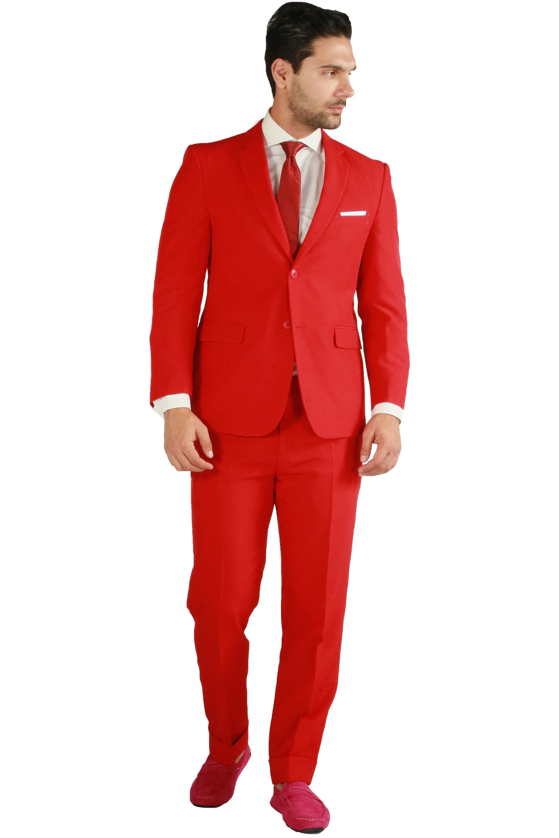 Paul Lorenzo 1969 Paul Lorenzo 1969 Red Solid Slim Fit Suit