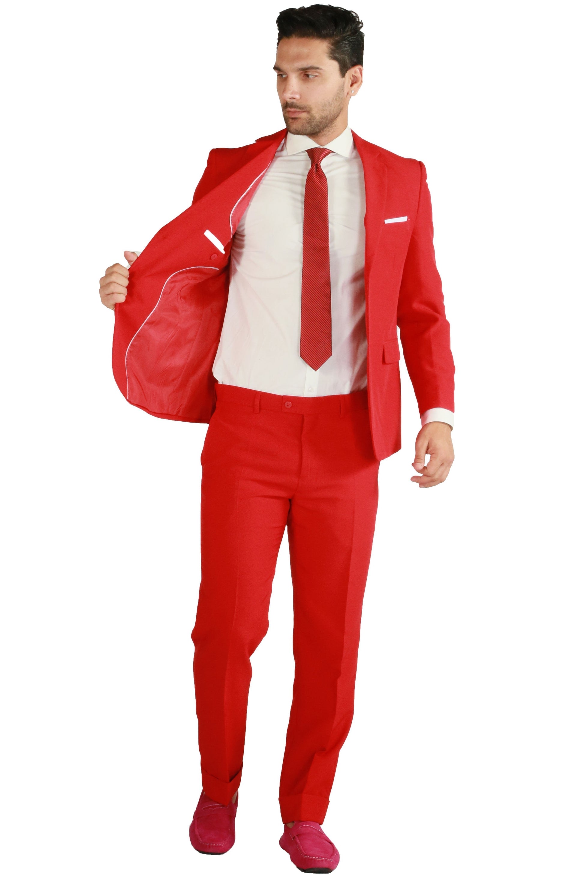 Paul Lorenzo 1969 Paul Lorenzo 1969 Red Solid Slim Fit Suit