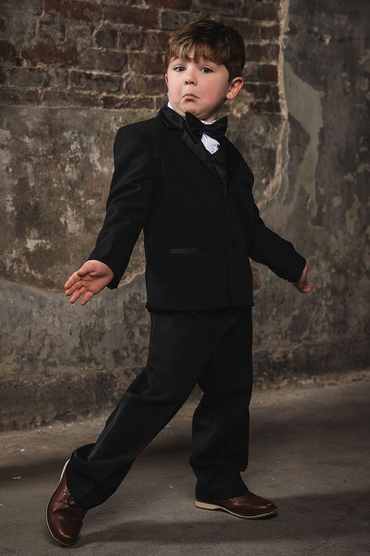 Peanut Butter Collection "Bond" Kids Black Tuxedo 5-Piece Set
