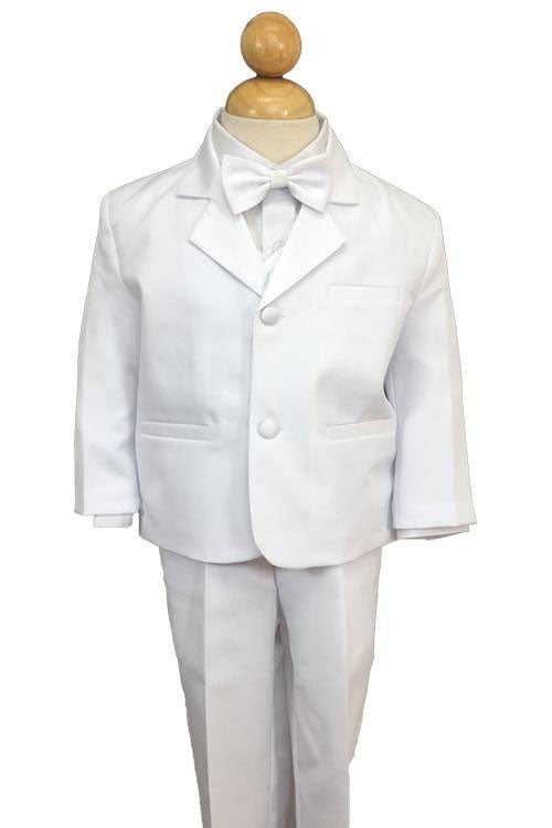 Peanut Butter Collection "Bond" Kids White Tuxedo 5-Piece Set