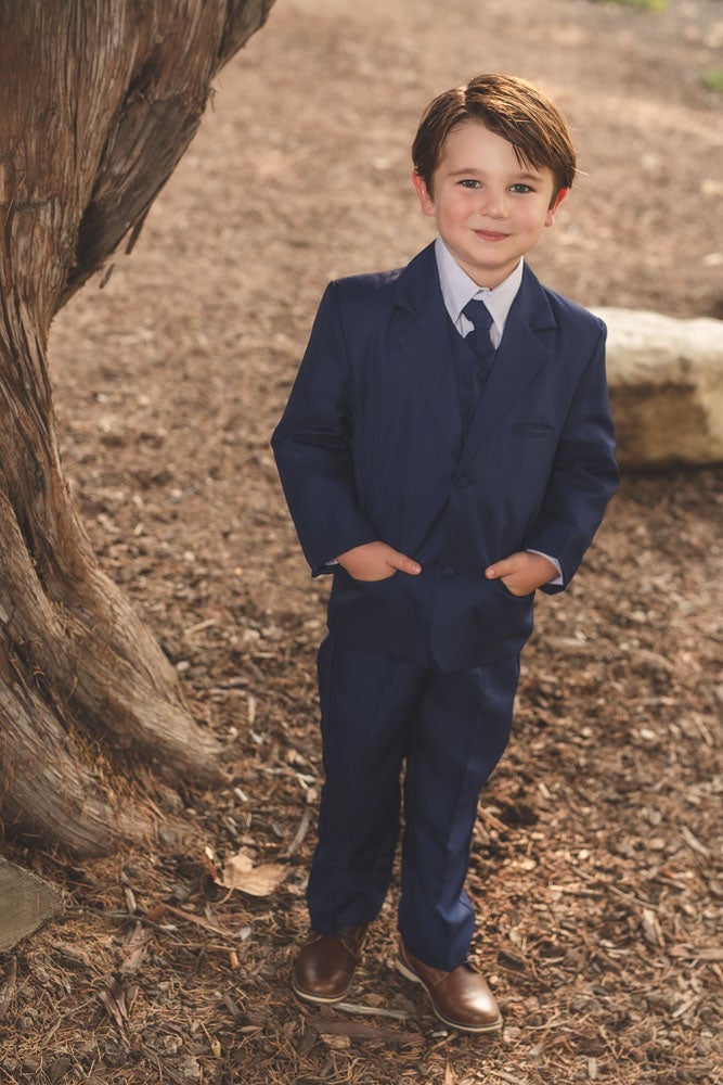 Little Tuxedos "Mason" Kids Indigo Suit (5-Piece Set)