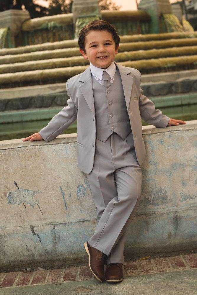 Peanut Butter Collection "Joey" Kids Light Grey Suit 5-Piece Set