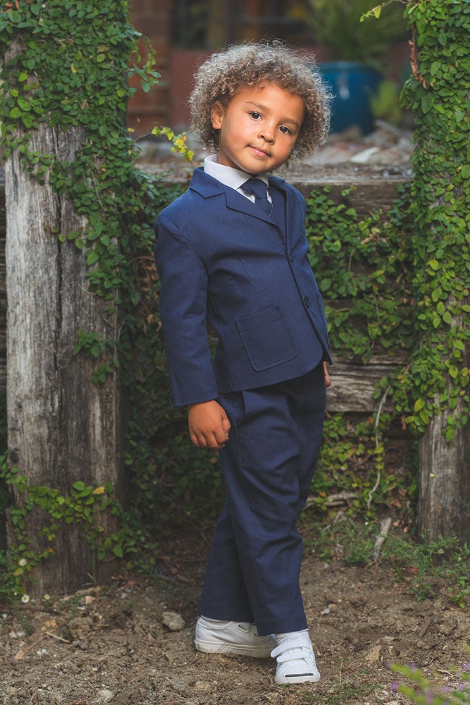 Peanut Butter Collection "Safari" Kids Linen Indigo Suit 5-Piece Set