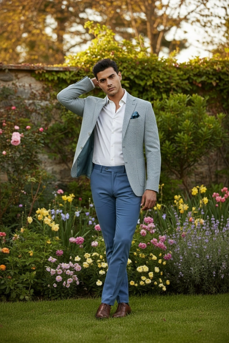 Blue & White Houndstooth Sports Jacket