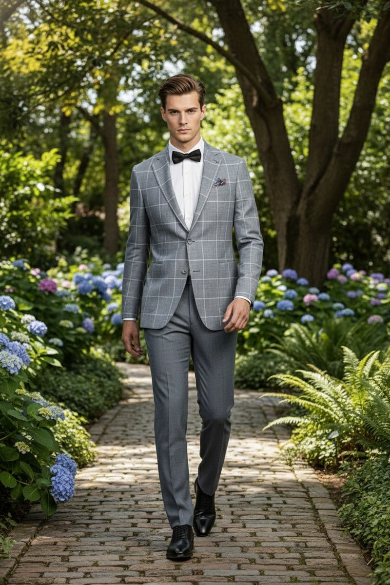 Blue & White Windowpane Sports Jacket