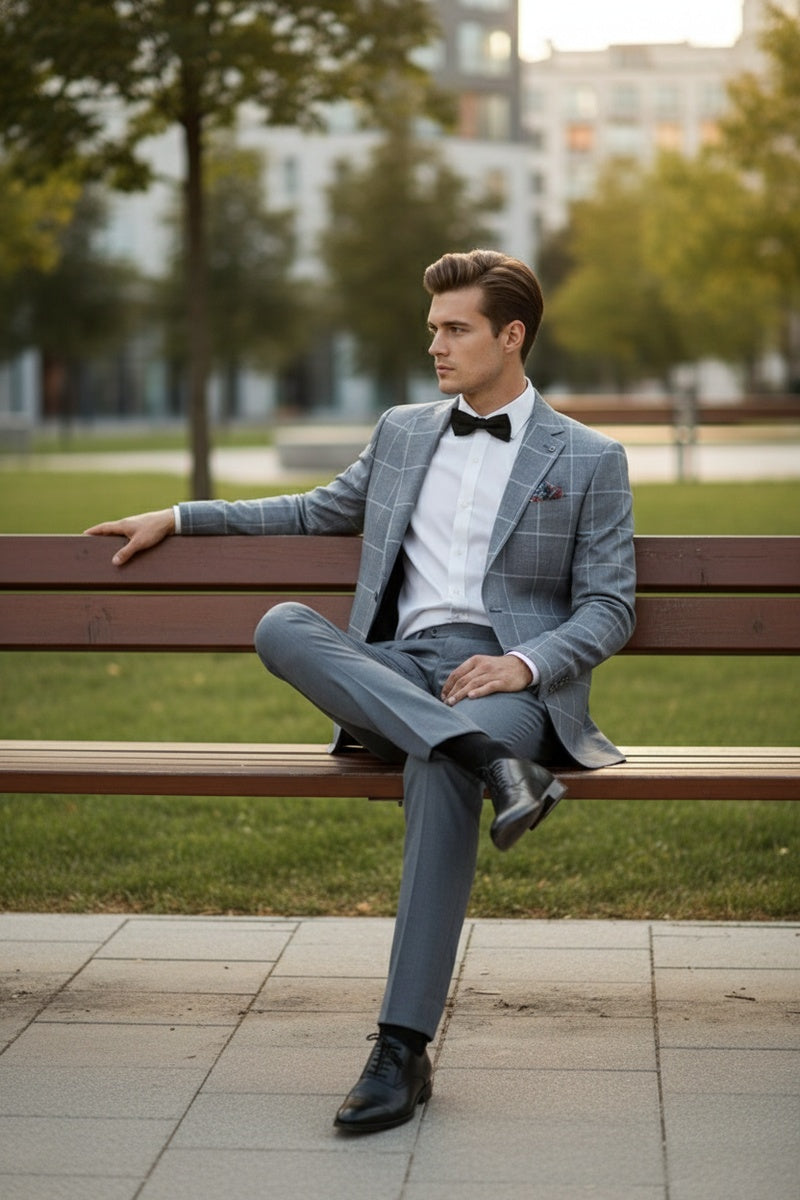 Blue & White Windowpane Sports Jacket