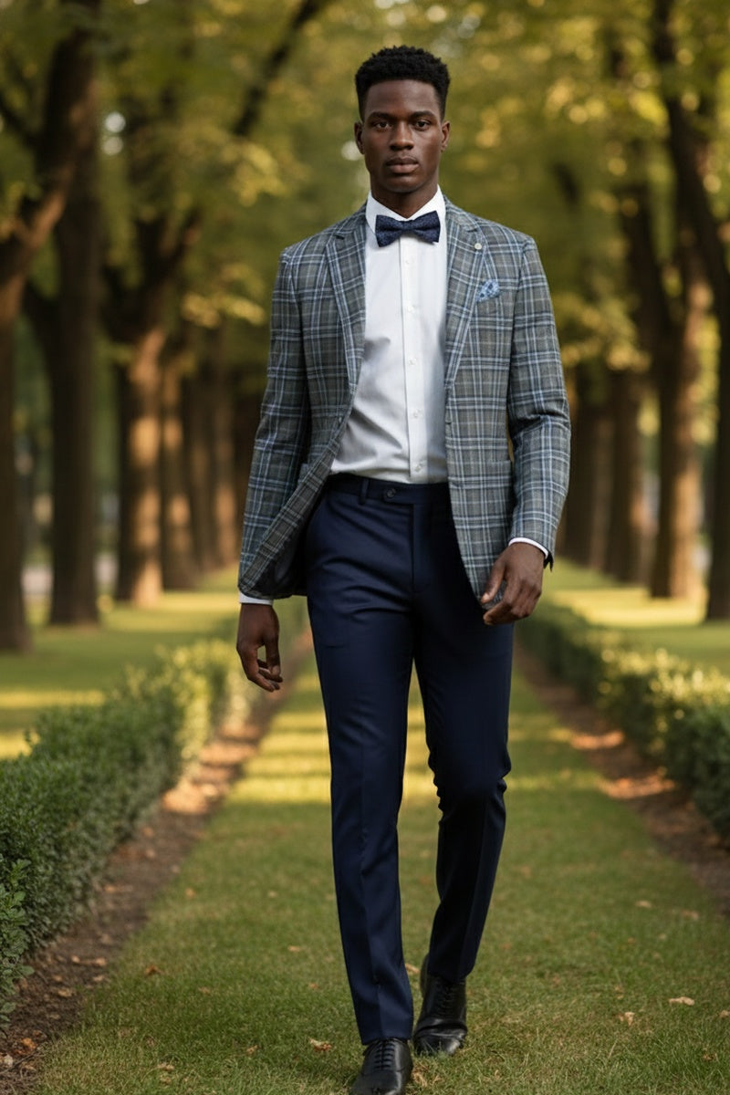 Grey & Blue Windowpane Sports Jacket