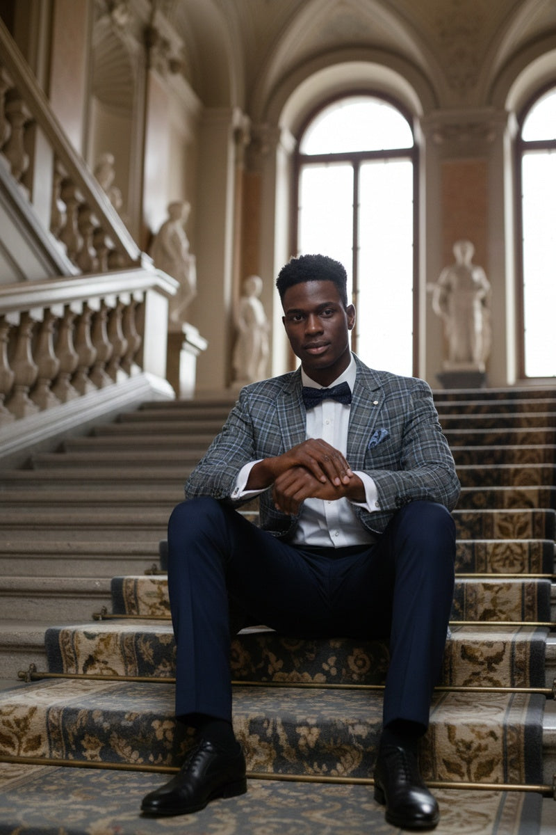 Grey & Blue Windowpane Sports Jacket