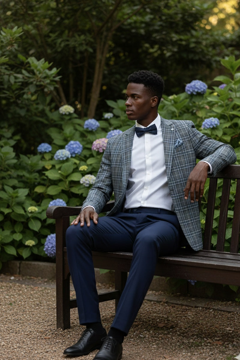 Grey & Blue Windowpane Sports Jacket
