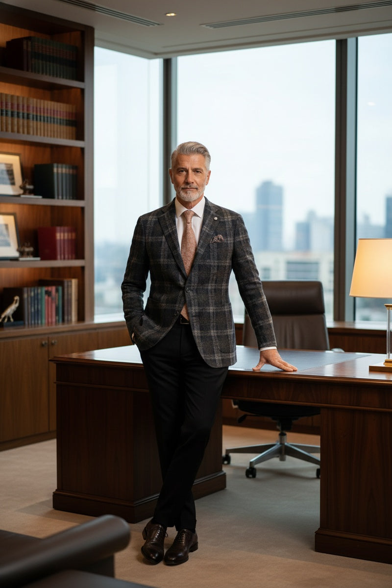 Grey Windowpane Sports Jacket