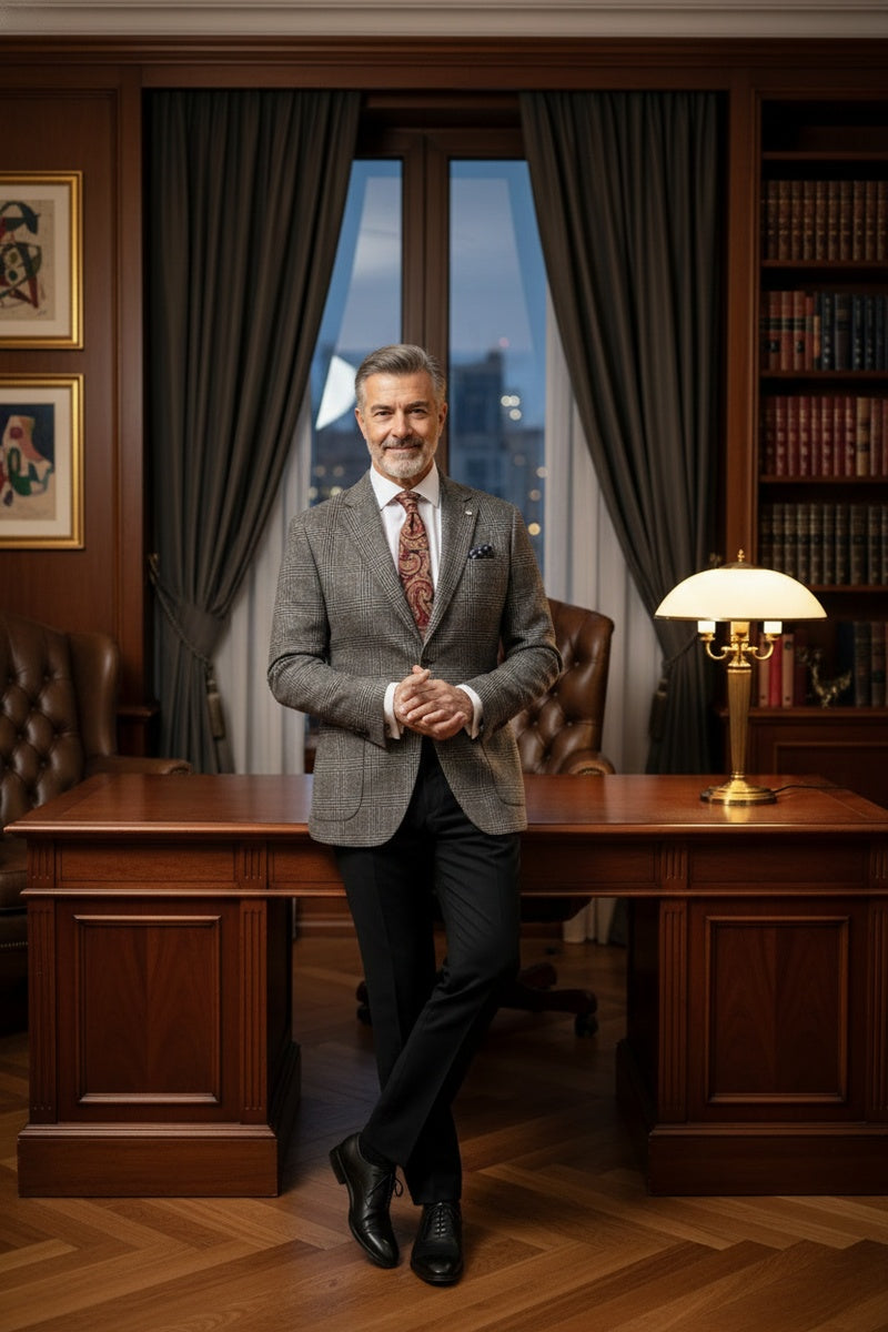 Light Grey Windowpane Sports Jacket