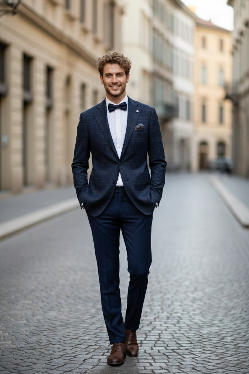 Navy Windowpane Sports Jacket