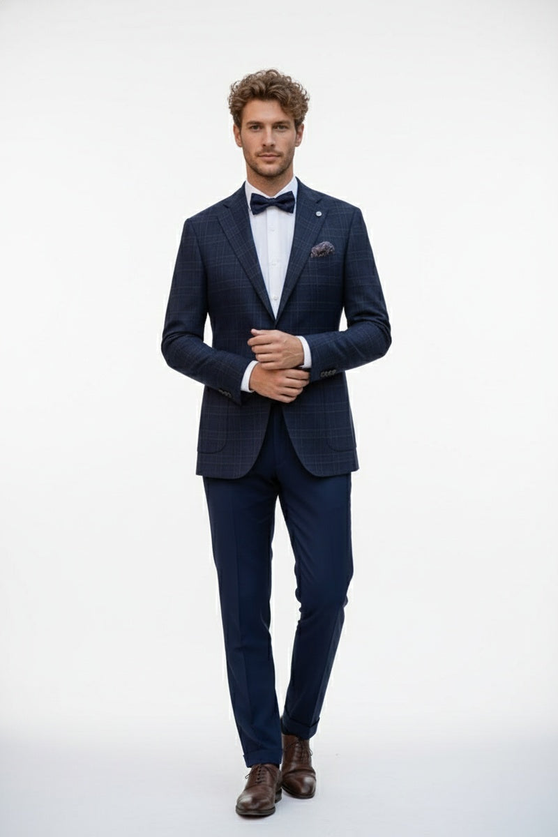 Navy Windowpane Sports Jacket
