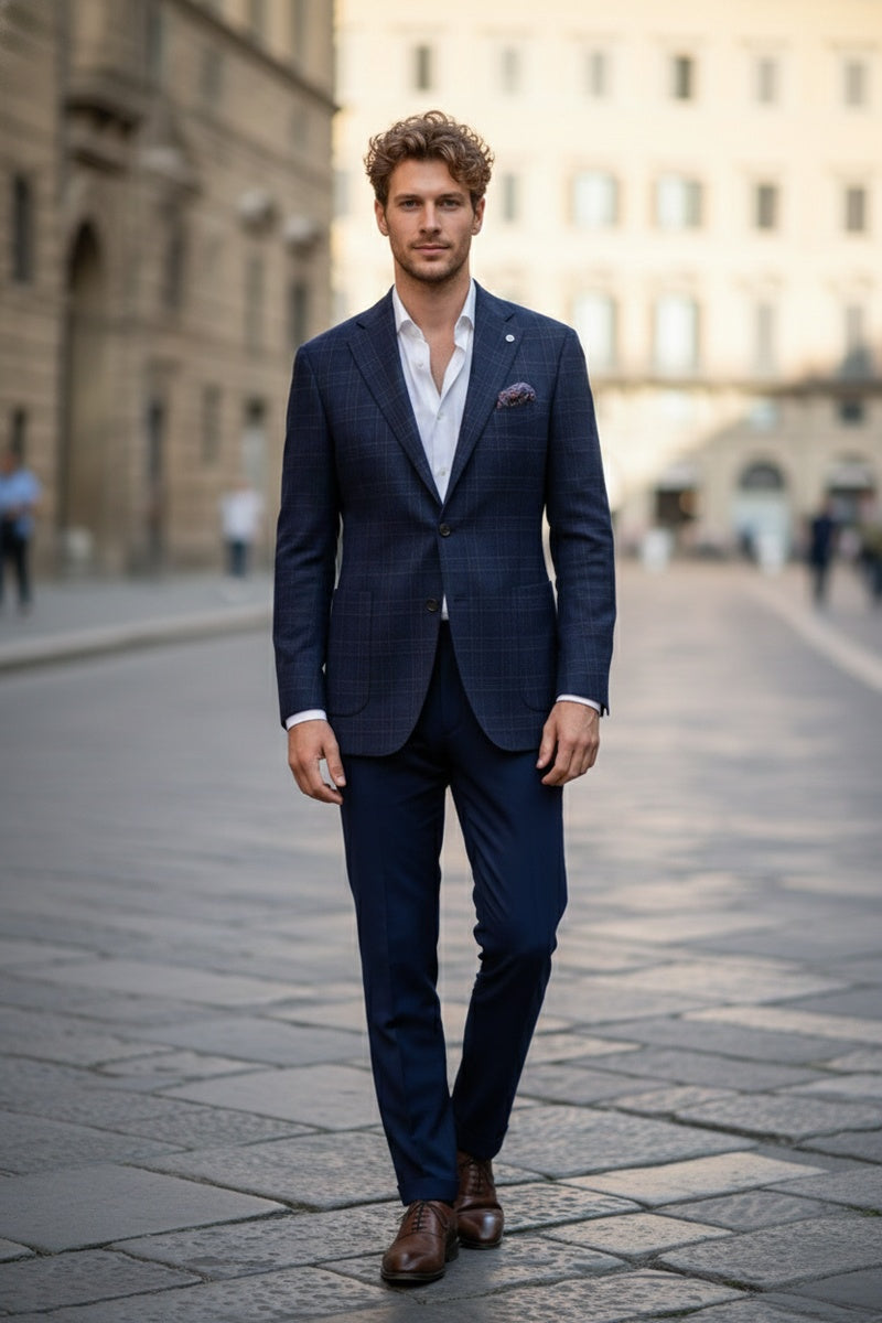 Navy Windowpane Sports Jacket